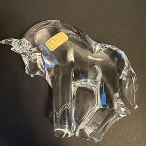 V Nason & C Murano Italy Bull Buffalo Figurine Heavy Crystal Sculpture 6x7"